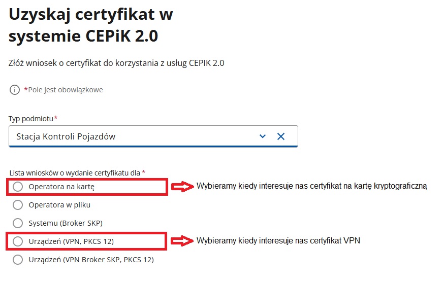 Wniosek certyfikat CEPiK 2.0